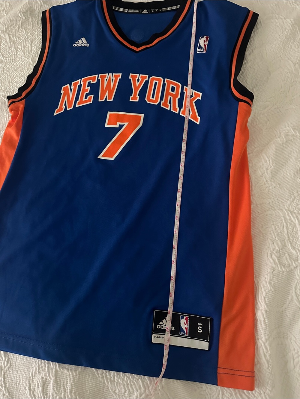 NY Knicks adidas #7 Blue and Orange NBA Jersey Patch Detail. Never Worn - Picture 9 of 9